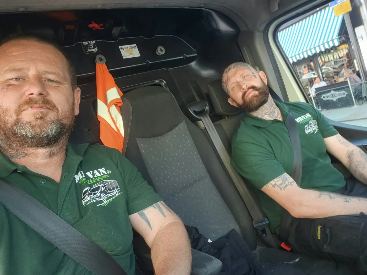 MR VAN Removals and Clearance team together in the working vehicle