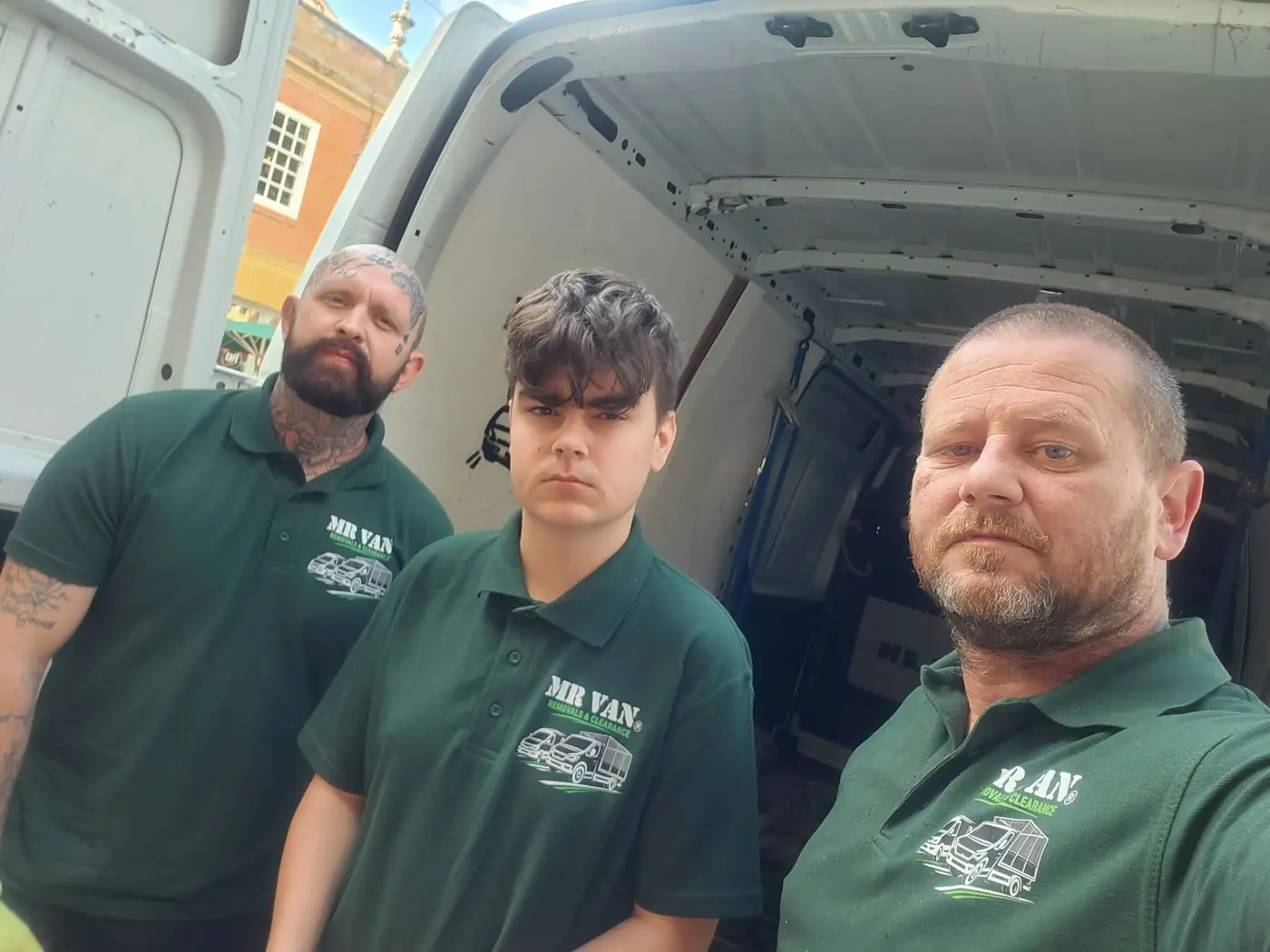 MR VAN Removals and Clearance team members together beside the working van